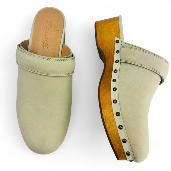 Madewell Cecily Leather Clogs Women 6.5 in Celery Green - Picture 1 of 9